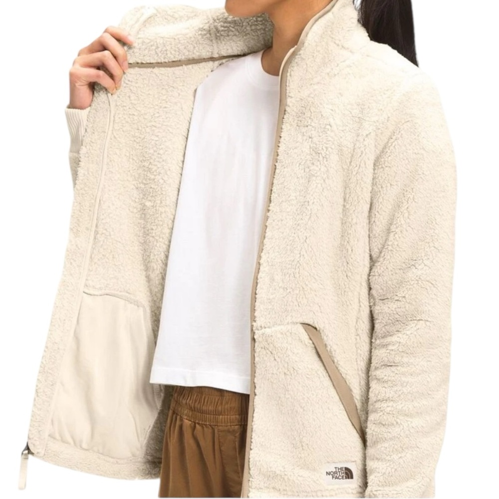 The North Face Campshire Full Zip Sherpa Fleece Jacket Women’s S Beige/Khaki Tan - Picture 3 of 11